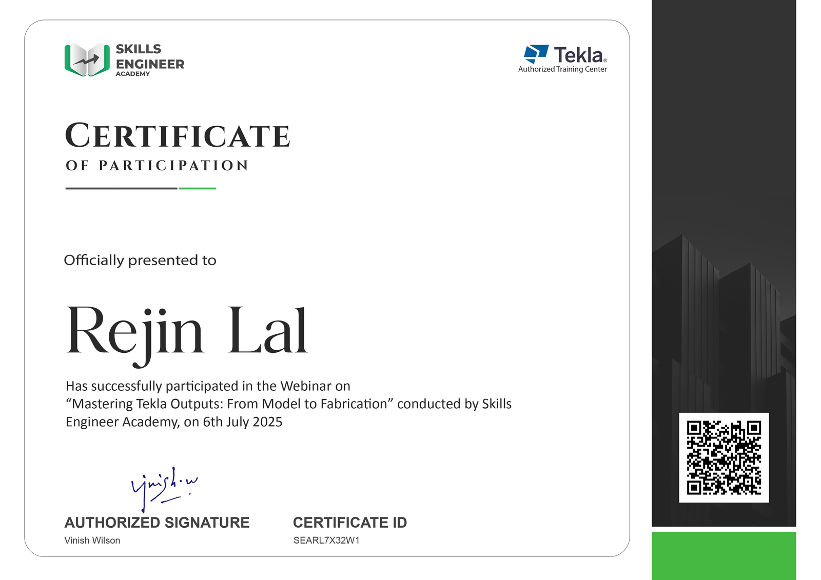 Certificate Image for SEARL7X32W1